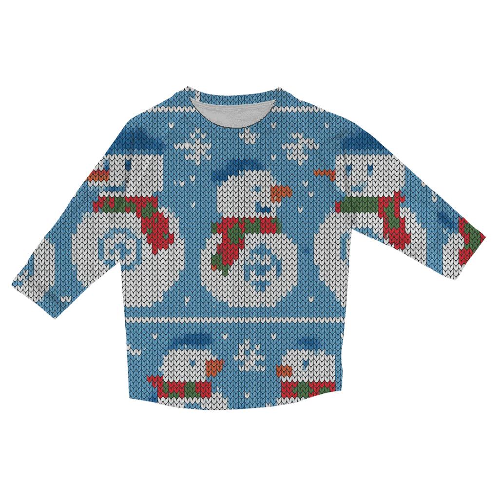 Snowman Sweater Weather Compass Design fashion 3/4 sleeve shirts