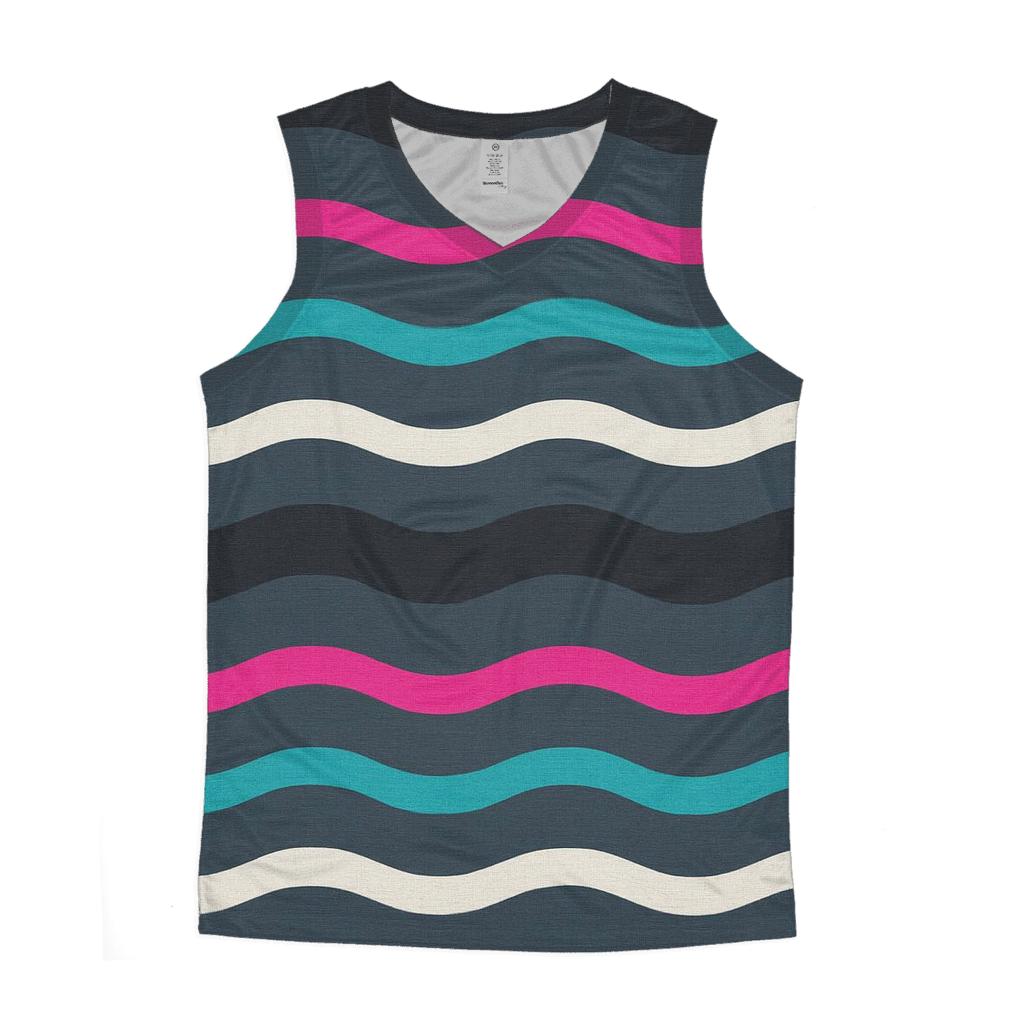 VHS Tracking Wave Stripes cotton sleeveless tops