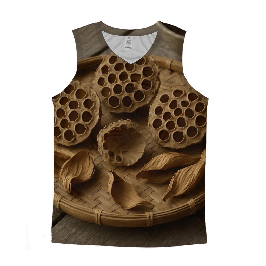 Lotus Seed Pods Drying On A Bamboo Tray trendy fitted tank tops
