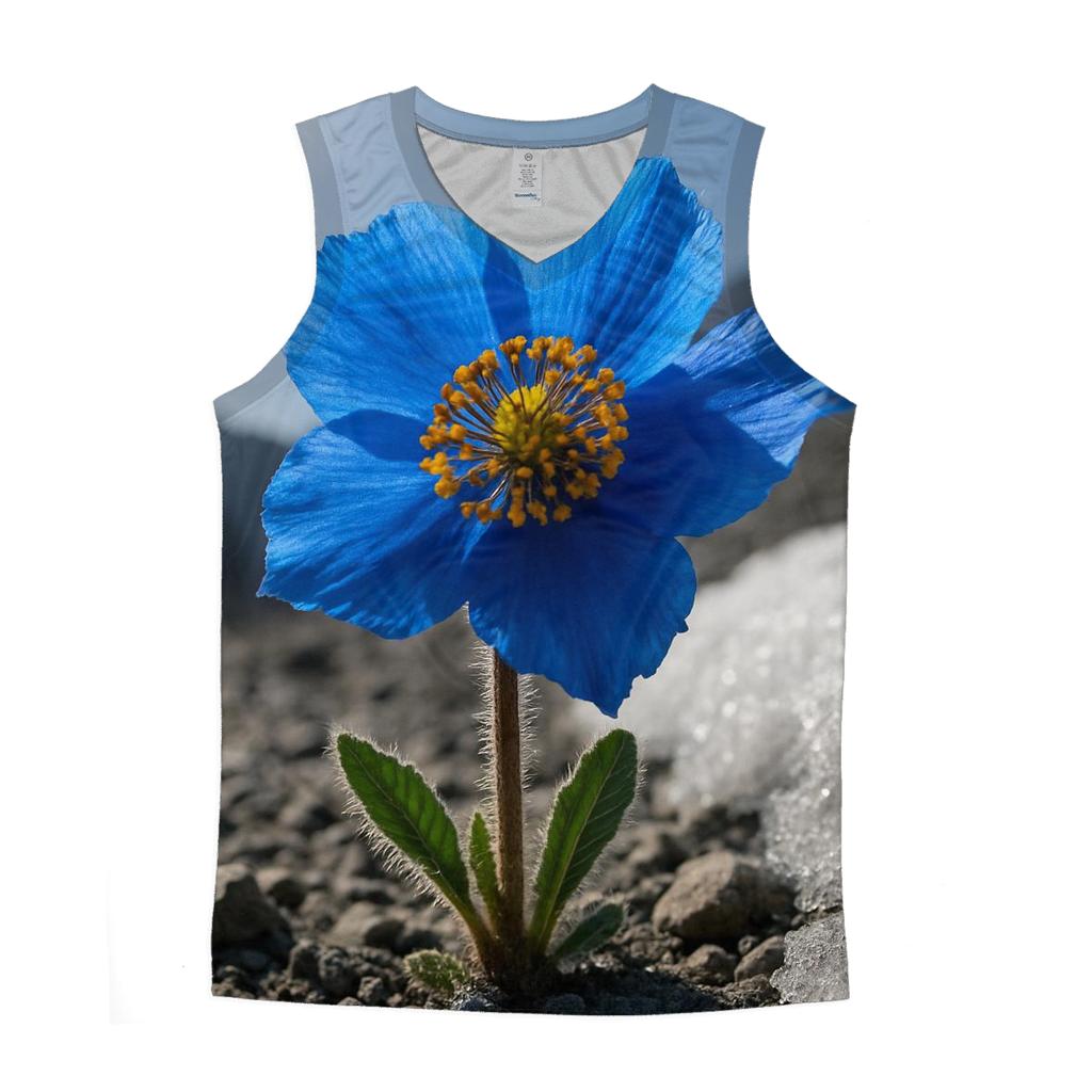 Blue Poppy Bloom In Alpine Scree custom tank tops