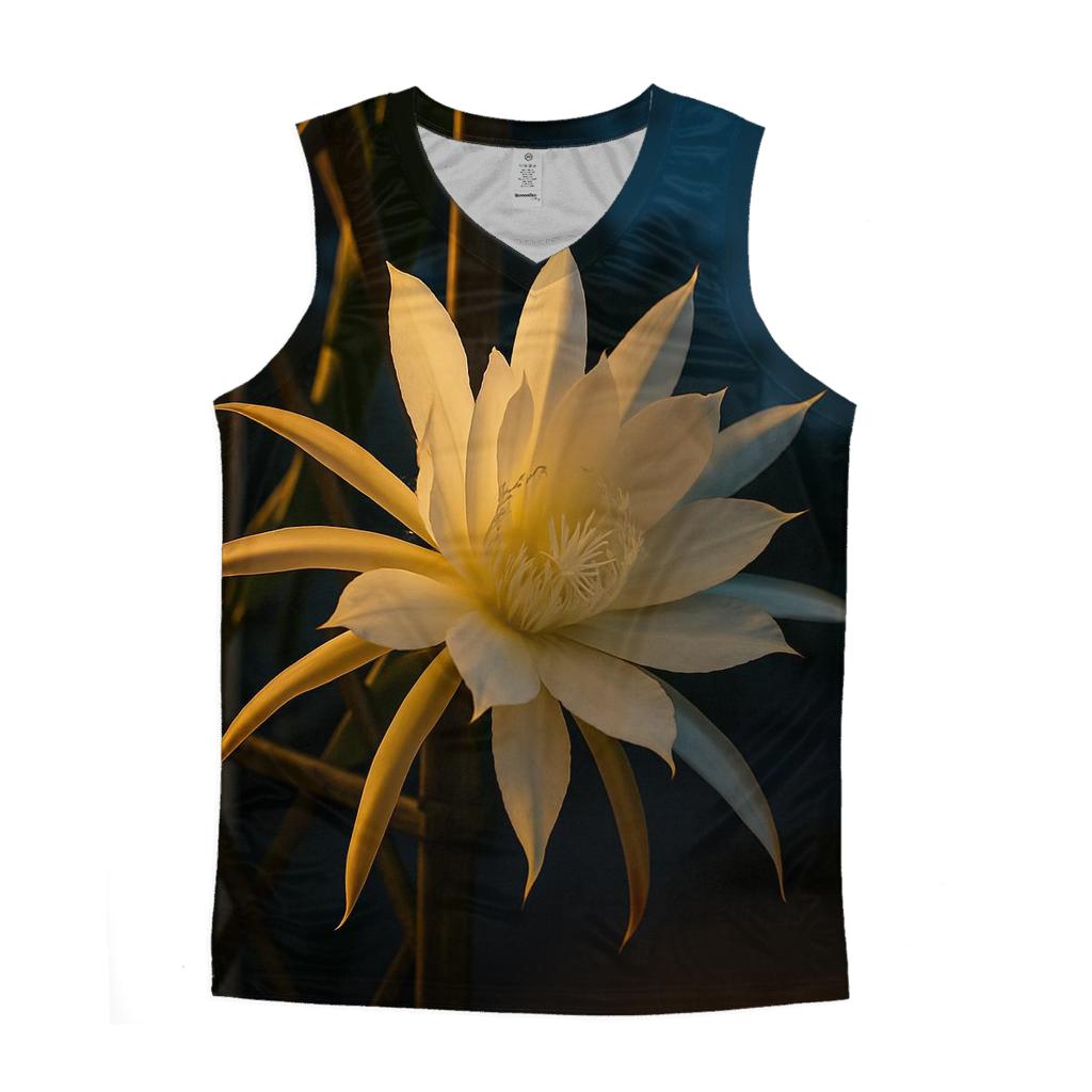 Night Blooming Cereus Opening Under Porch Light trendy fitted tank tops