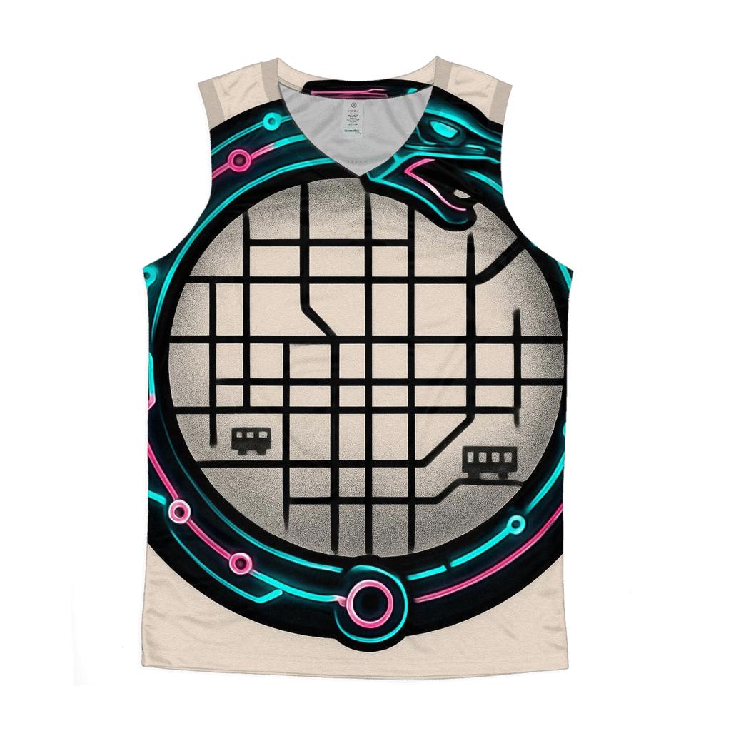 Neon Metro Ouroboros Circuit trendy fitted tank tops