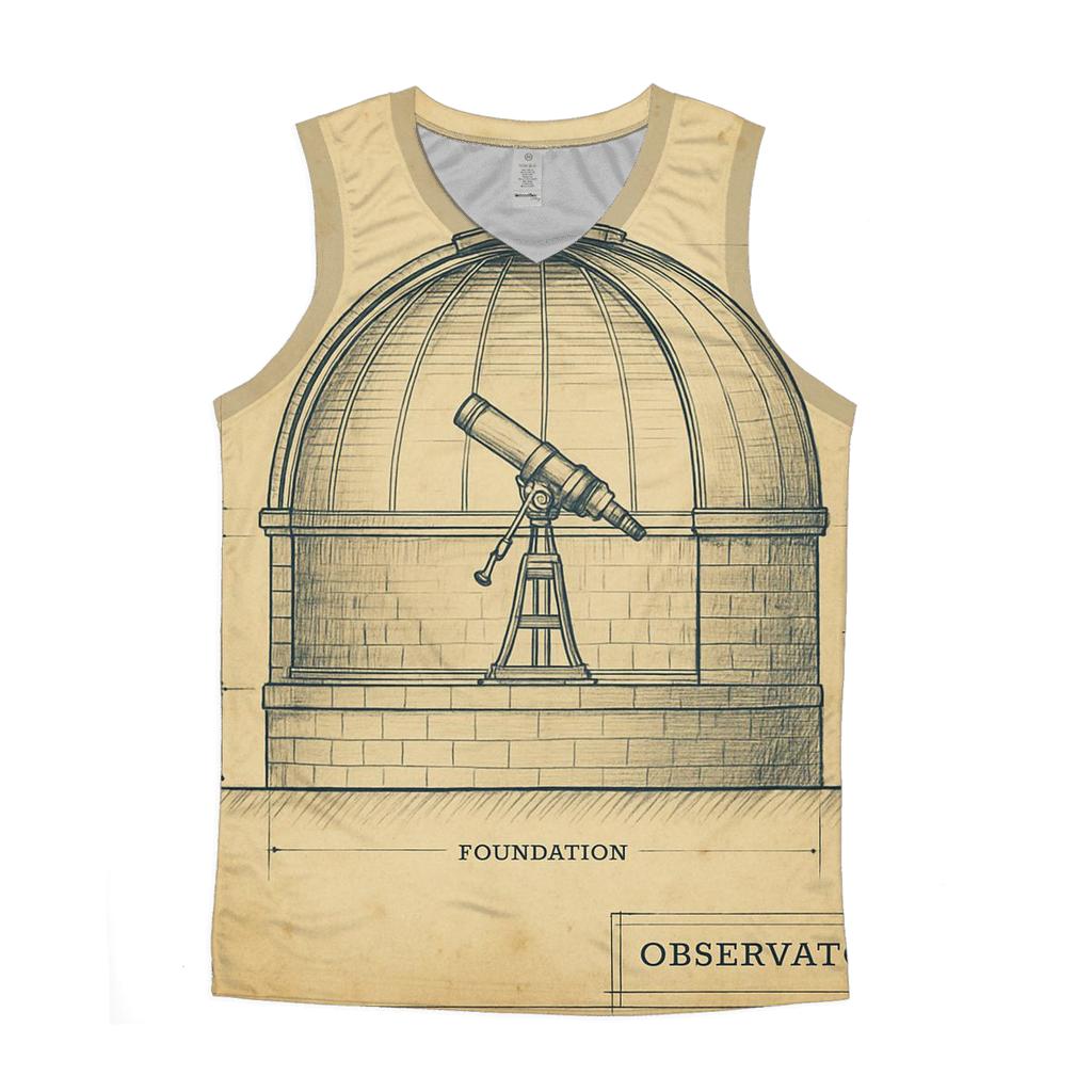 Antique Observatory Blueprint Print casual summer tank tops