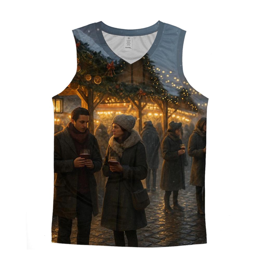 Christmas Market Lantern Glow cotton sleeveless tops