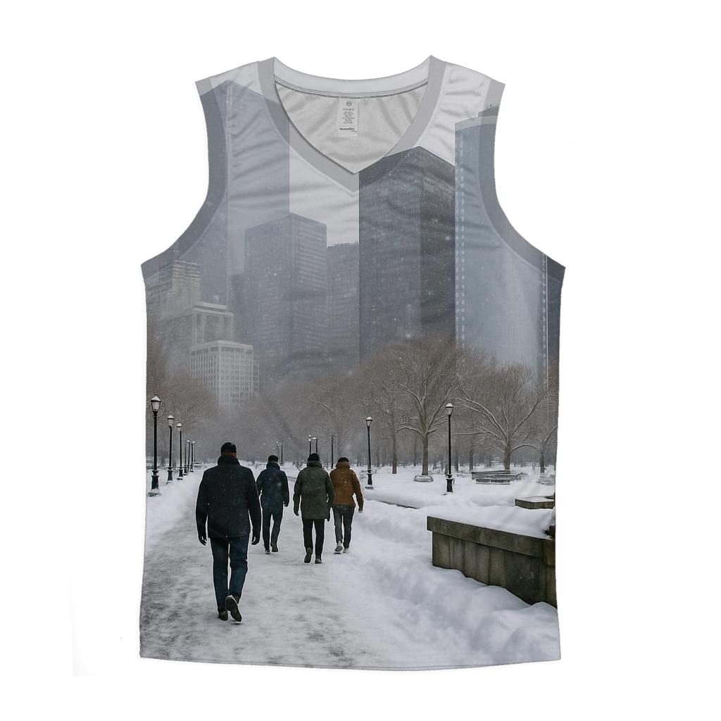 Battery Park Winter Snowline Facing The Financial District custom tank tops