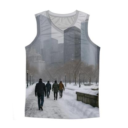 Battery Park Winter Snowline Facing The Financial District custom tank tops