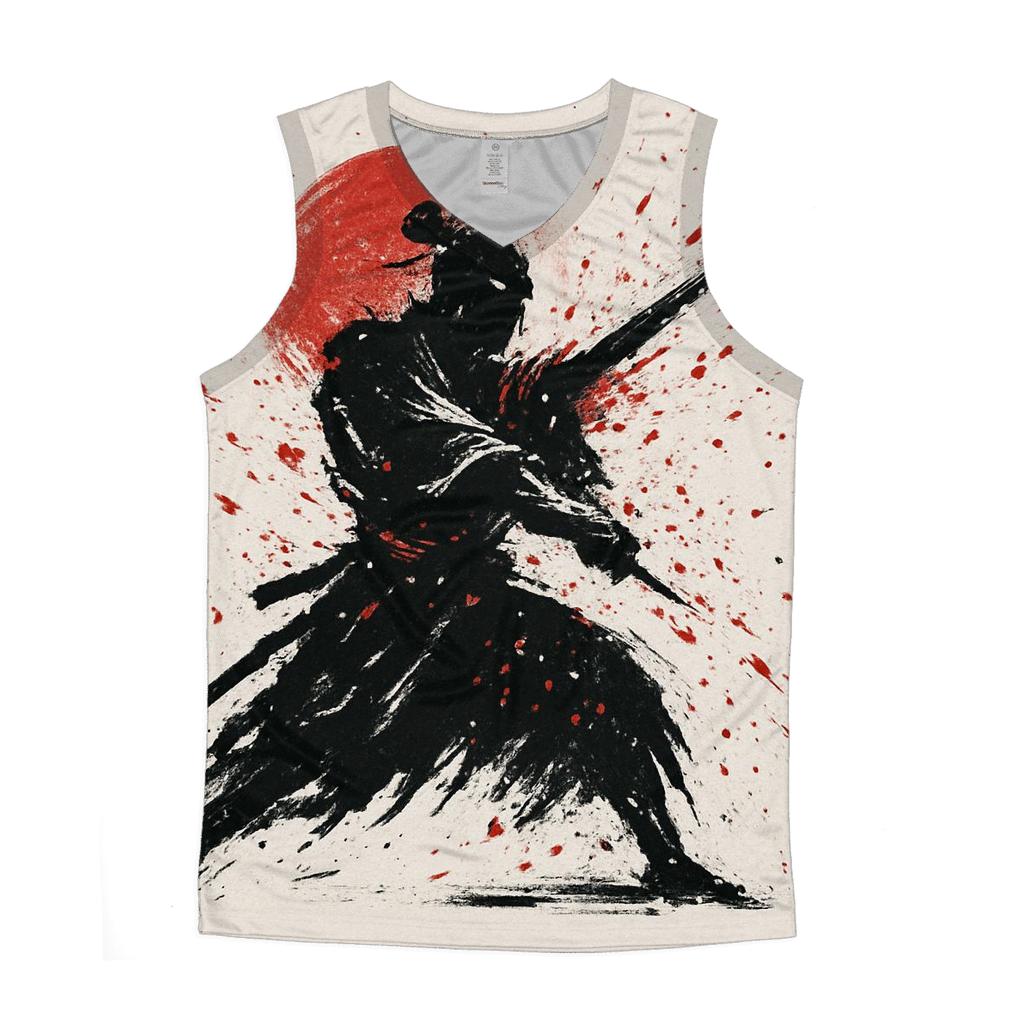 Ink Splash Samurai Silhouette casual summer tank tops
