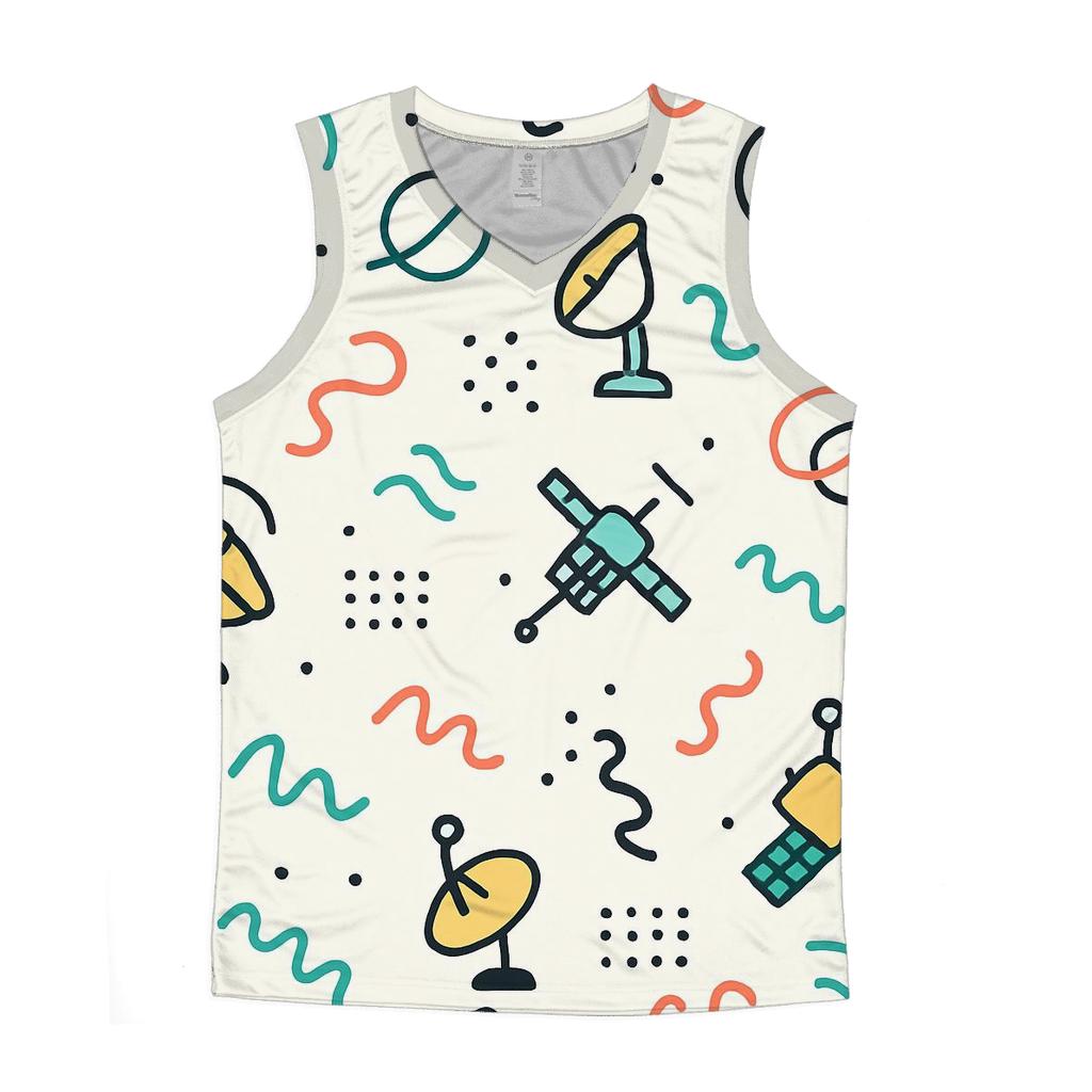 Memphis Satellite Doodles graphic print tank tops