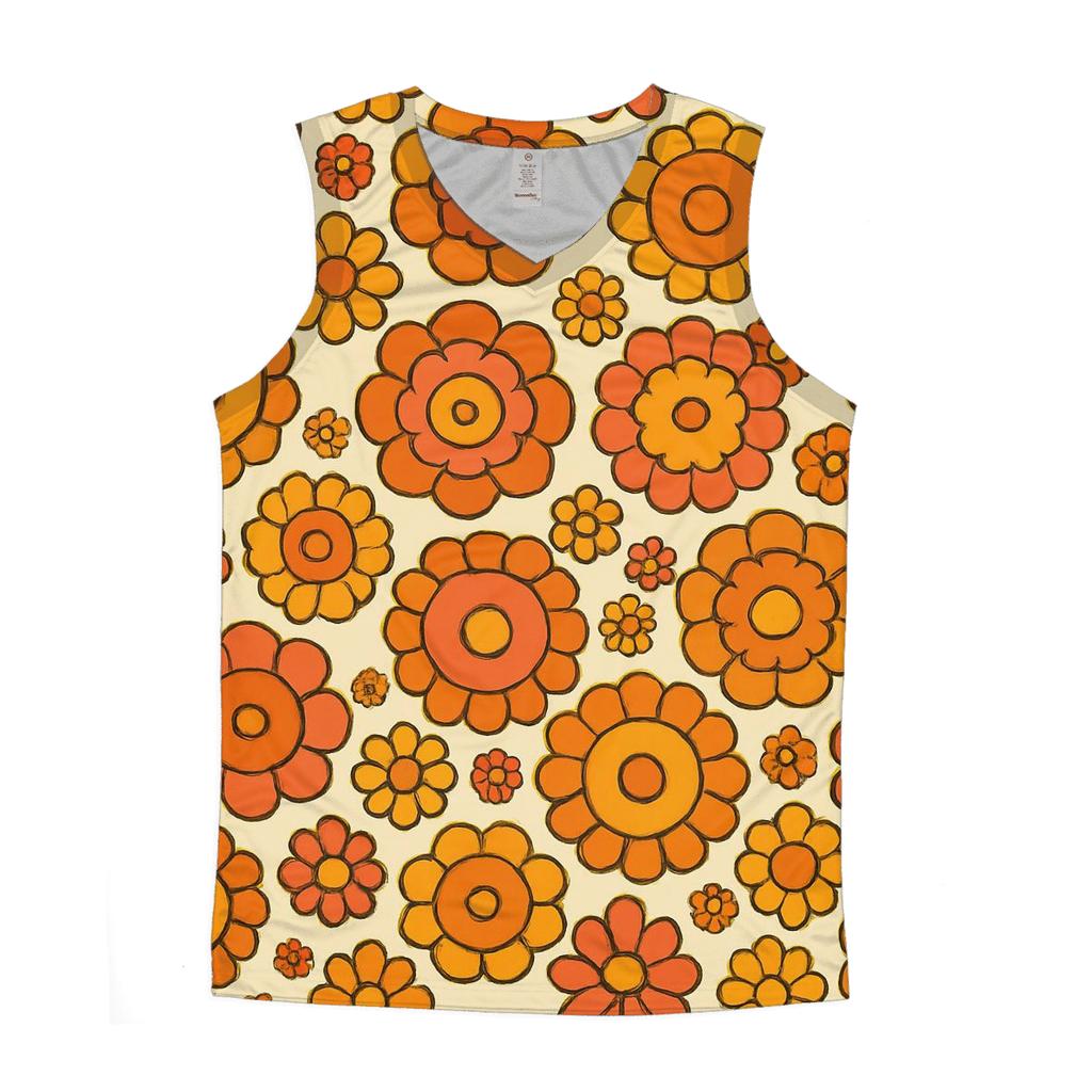 Psychedelic Flower Wheel Rosettes graphic print tank tops