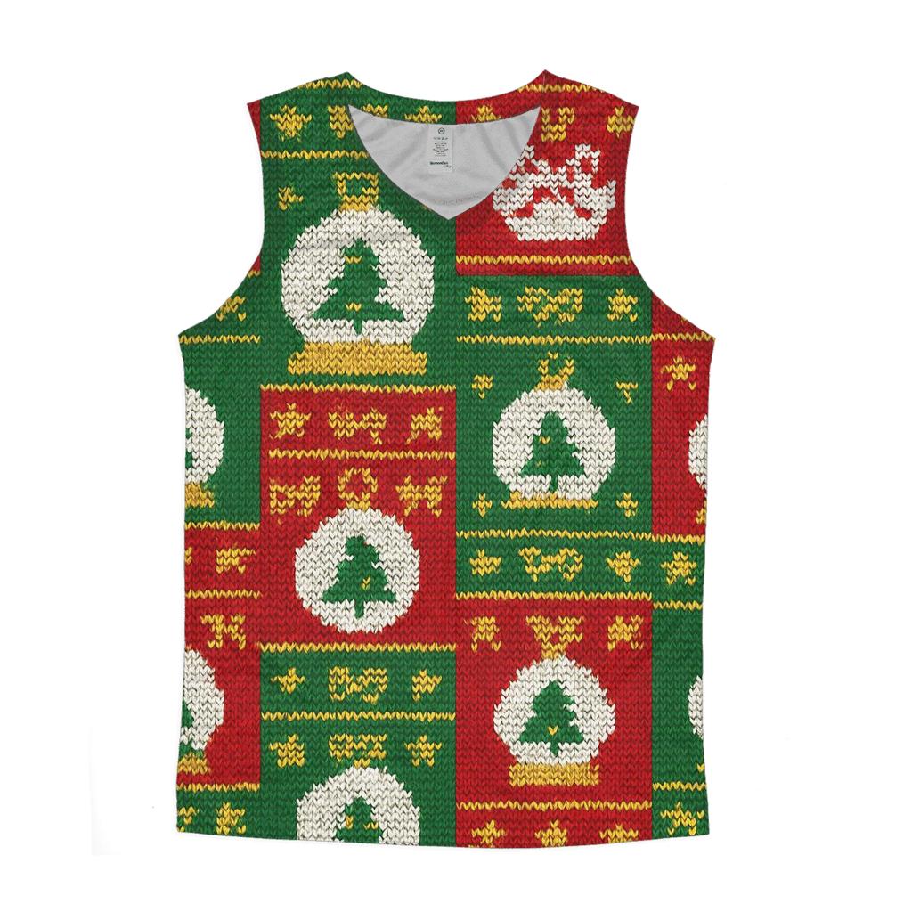 Ornament Snow Globe Patchwork Design cotton sleeveless tops