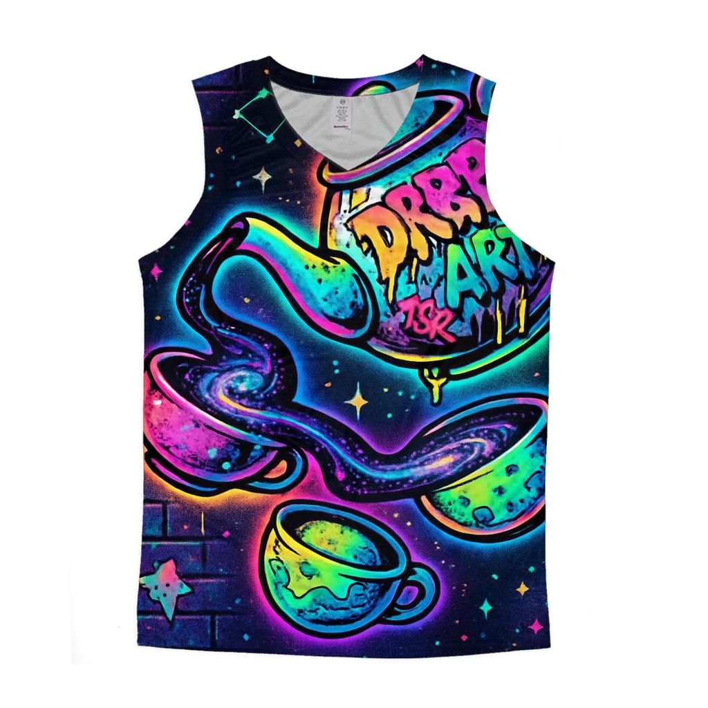 Graffiti Astral Tea Party graphic print tank tops