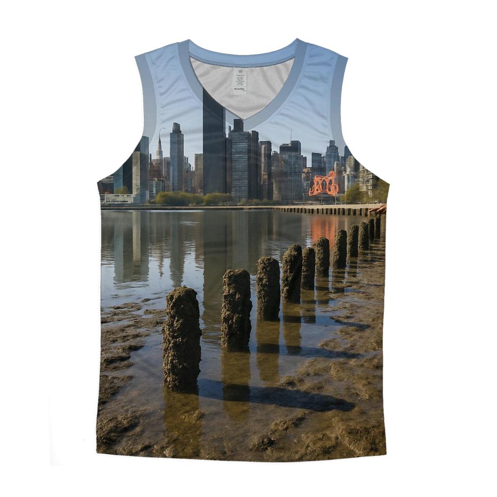 Low Tide Mudflats At Gantry Plaza With Midtown Across The River personalized athletic tanks