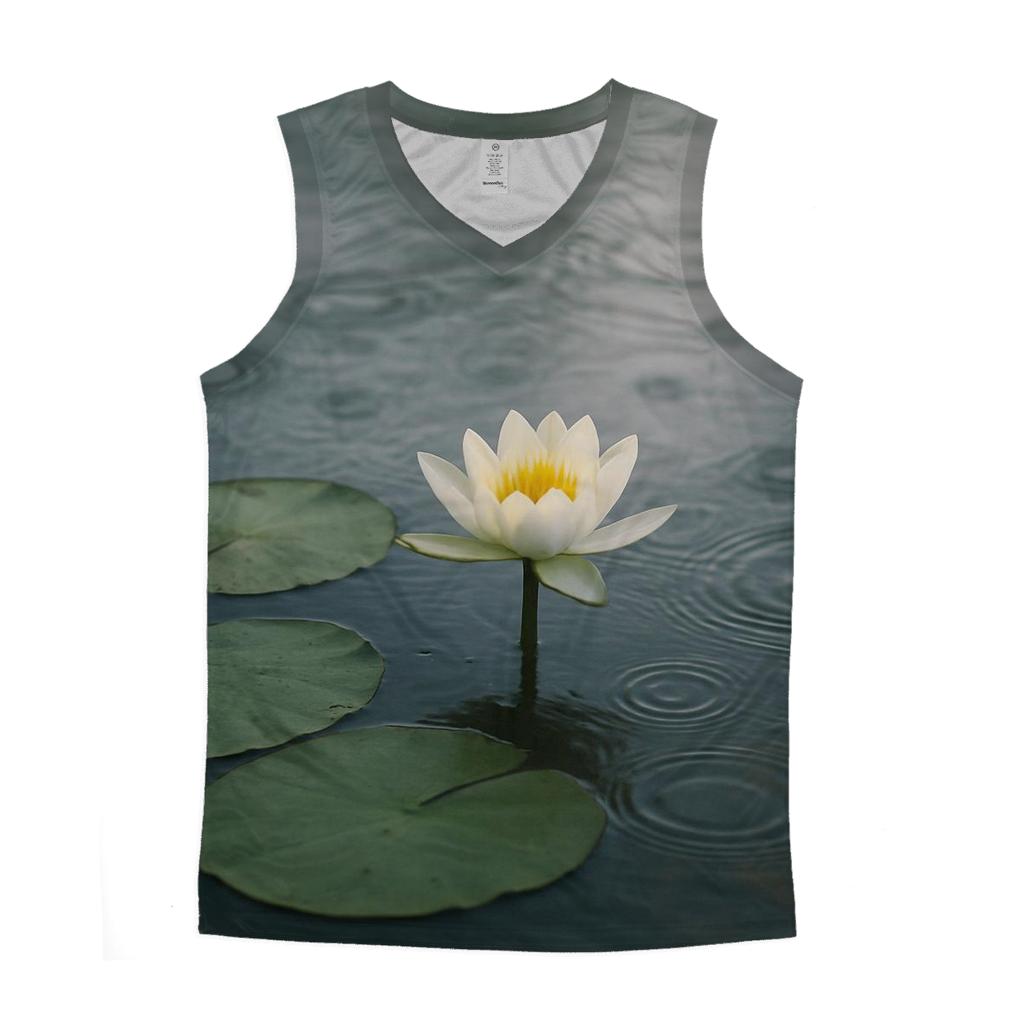 Water Lily Leaves With Flower And Raindrop Rings personalized athletic tanks