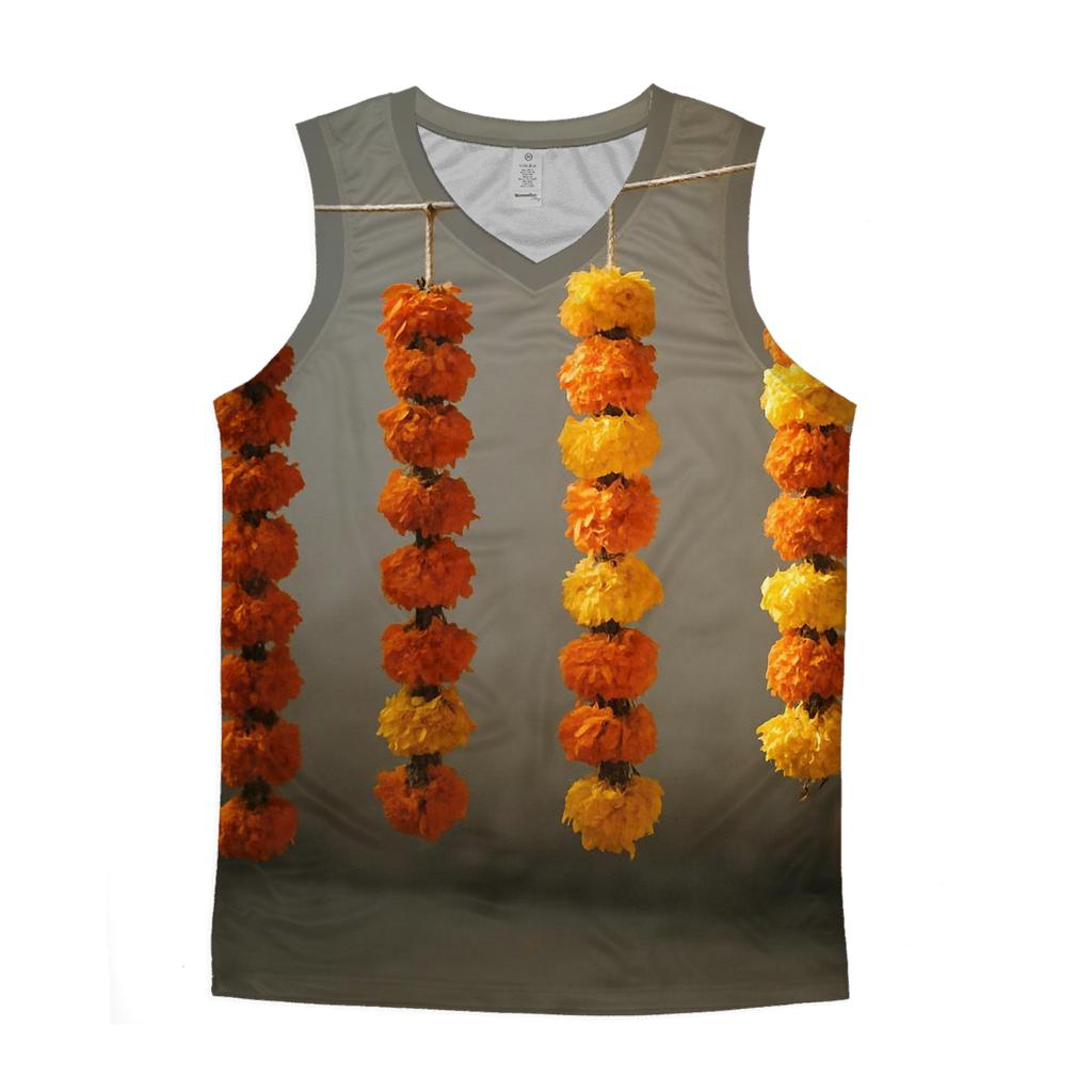 Marigold Garlands Drying In Courtyard Shade trendy fitted tank tops