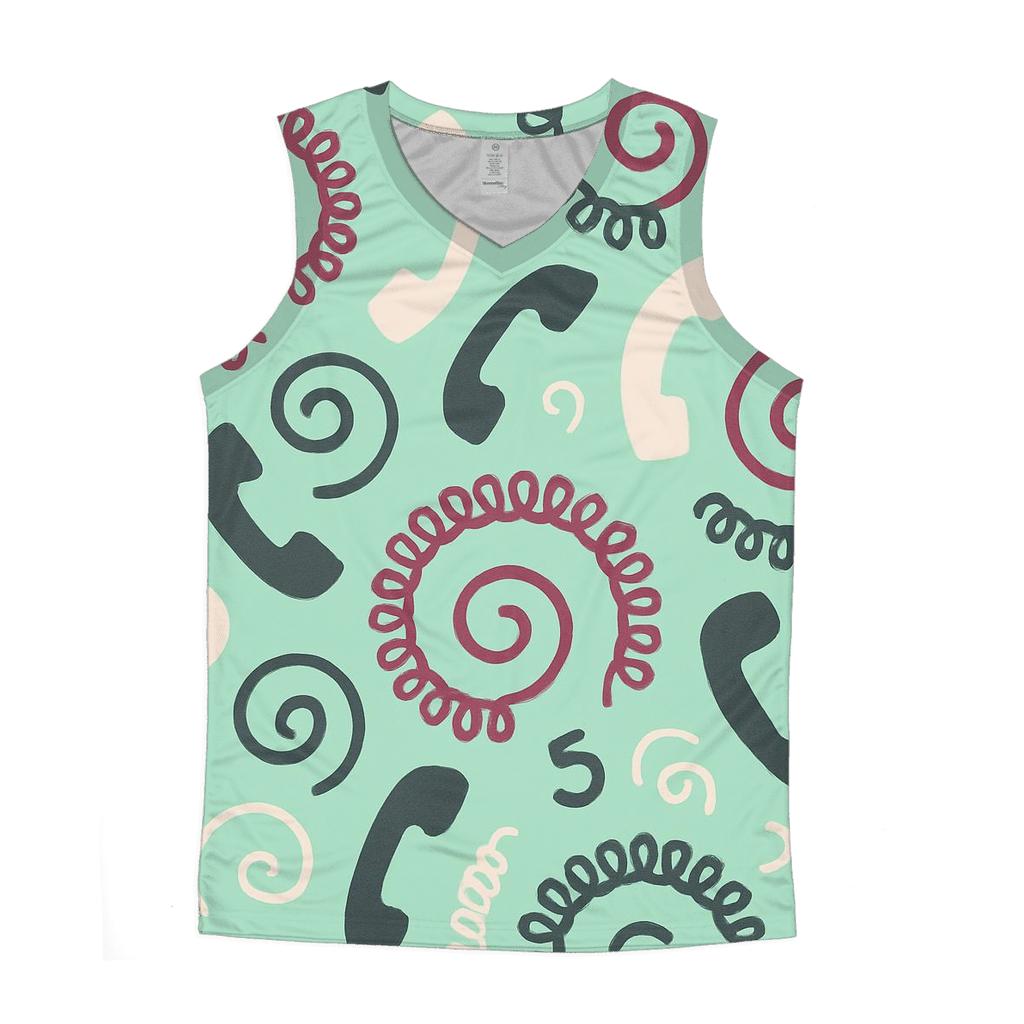 Retro Phone Cord Spirals sports performance tank tops