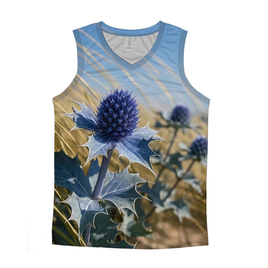 Sea Holly And Dune Grass In Coastal Wind custom tank tops