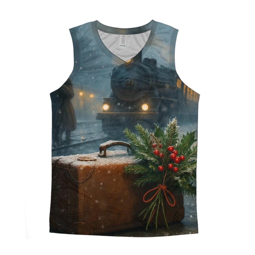 Train Station Homecoming Snowfall graphic print tank tops