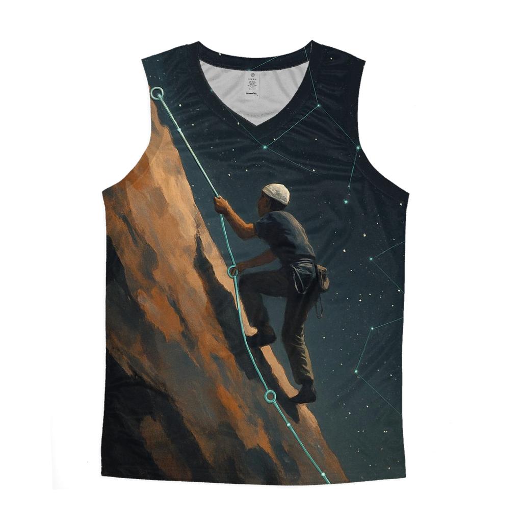 Starlit Mountain Climb graphic print tank tops