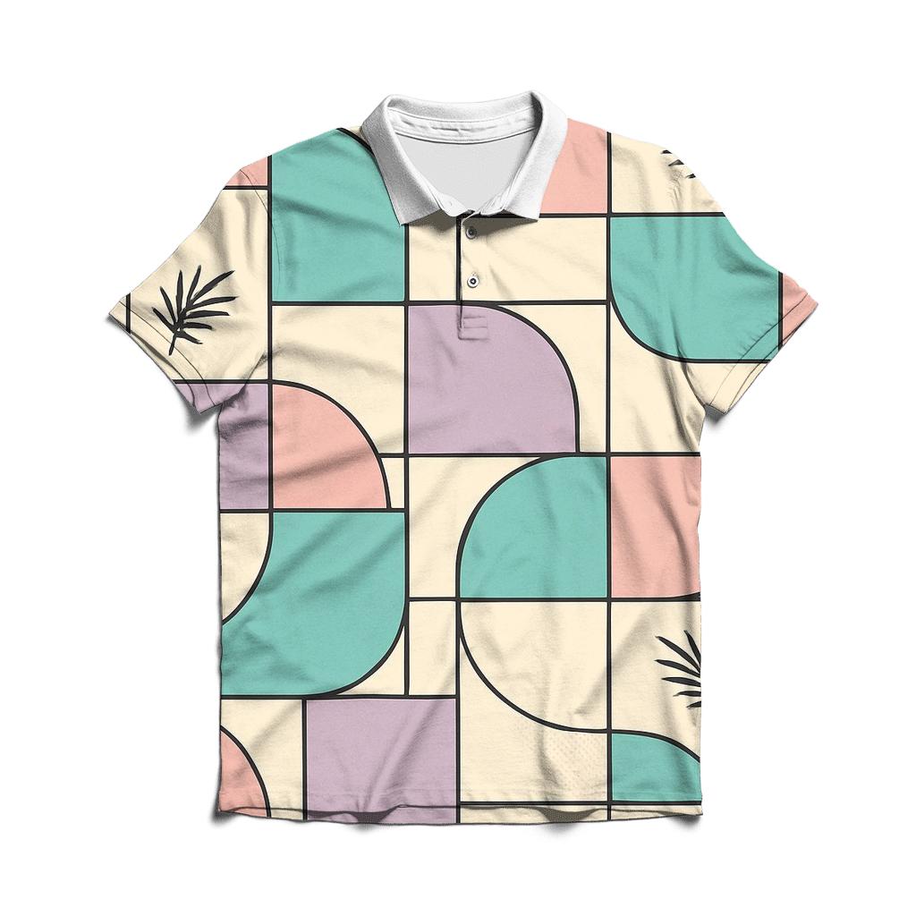 Miami Vice Pastel Blocks casual sports polo shirts
