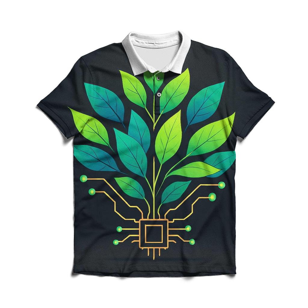 Neon Botanical Circuit Garden embroidered polo tops