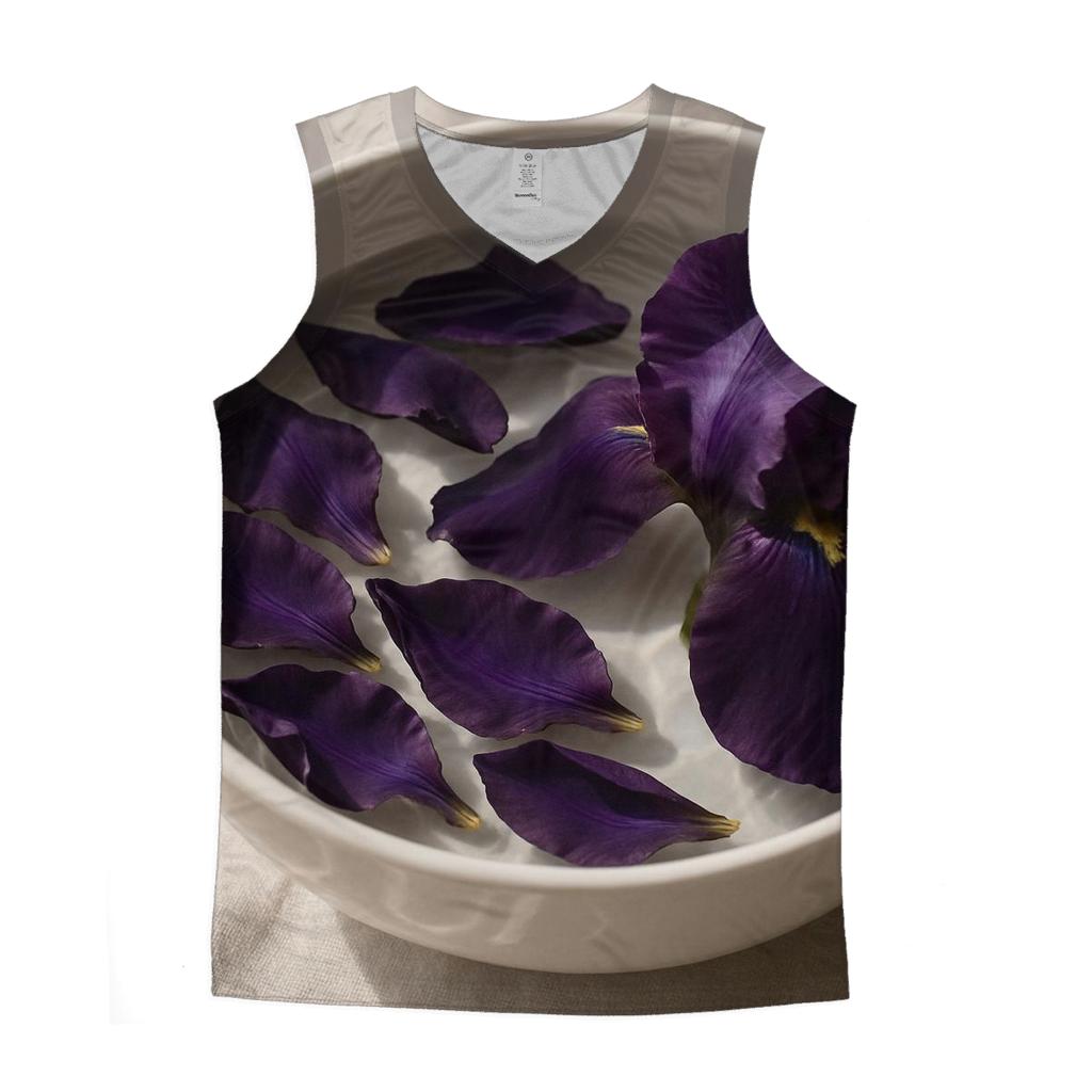 Iris Petals Floating In A Ceramic Rinse Bowl casual summer tank tops