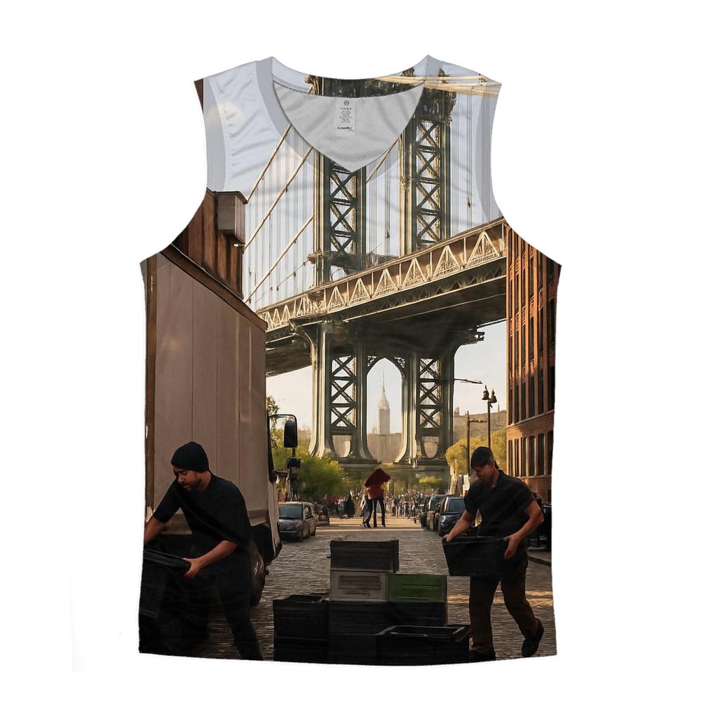 Morning Market Unloading Under The Manhattan Bridge In DUMBO designer workout tanks