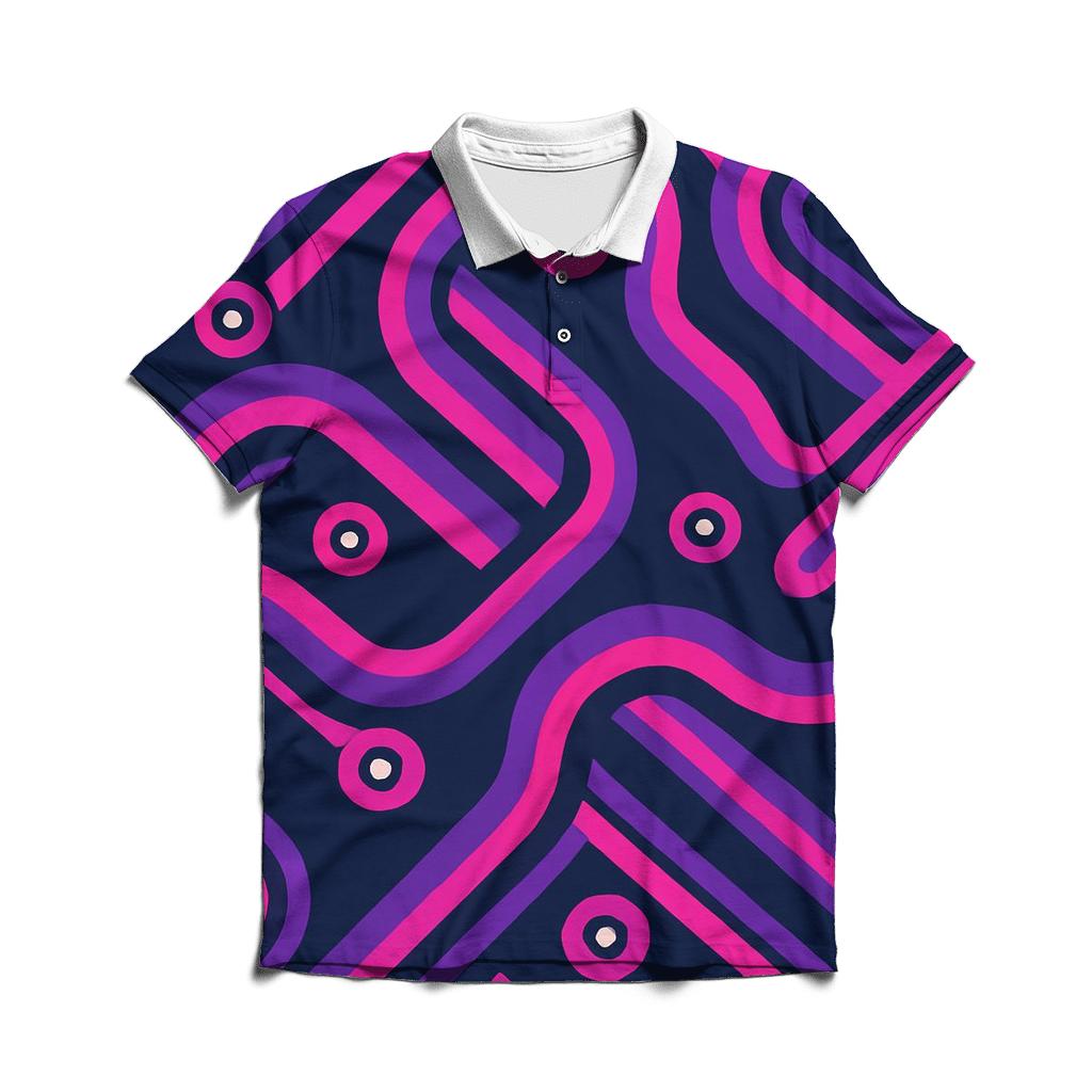 Vintage Roller Disco Track Lines casual sports polo shirts