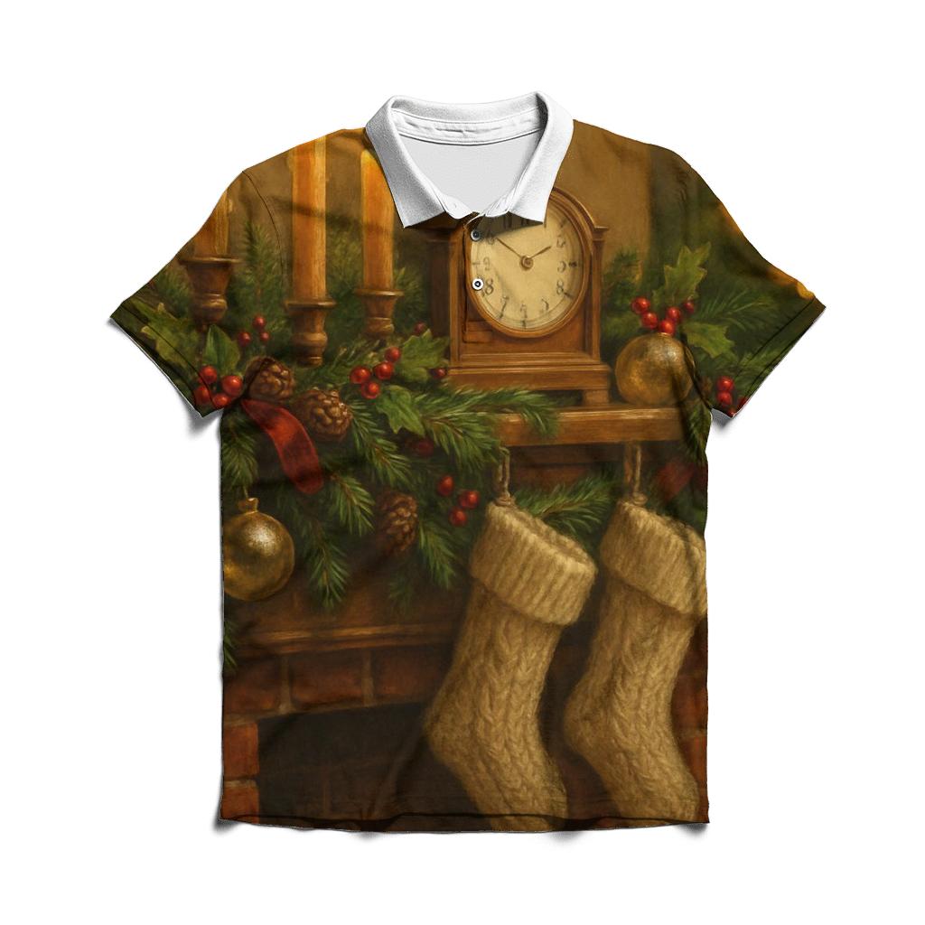 Candlelit Evergreen Mantel Memories casual sports polo shirts