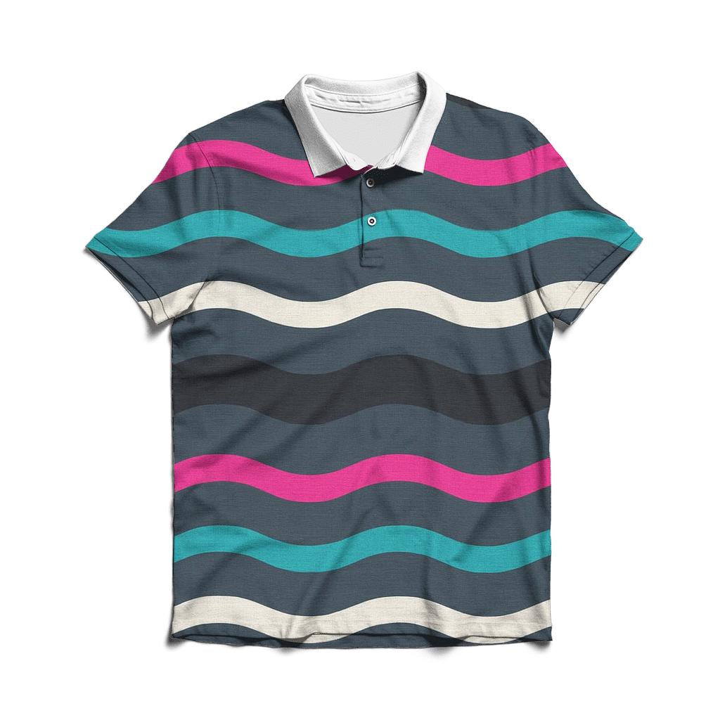 VHS Tracking Wave Stripes designer slim fit polos