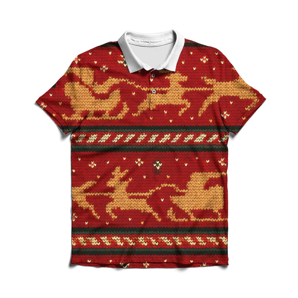 Santa Sleigh Pixel Speedway Design classic pique polos