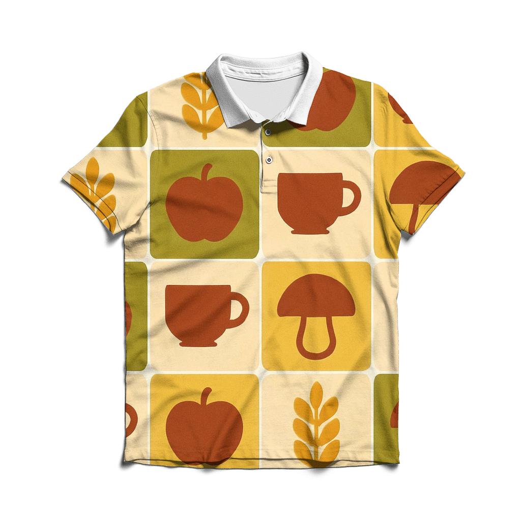 Retro Kitchen Harvest Tiles custom polo shirts
