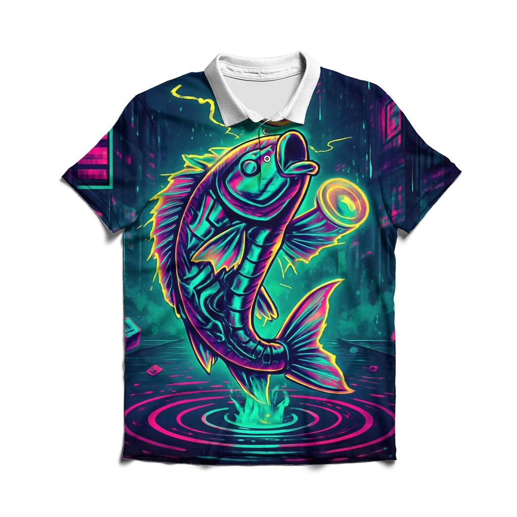 Neon Koi Signal Heist custom polo shirts