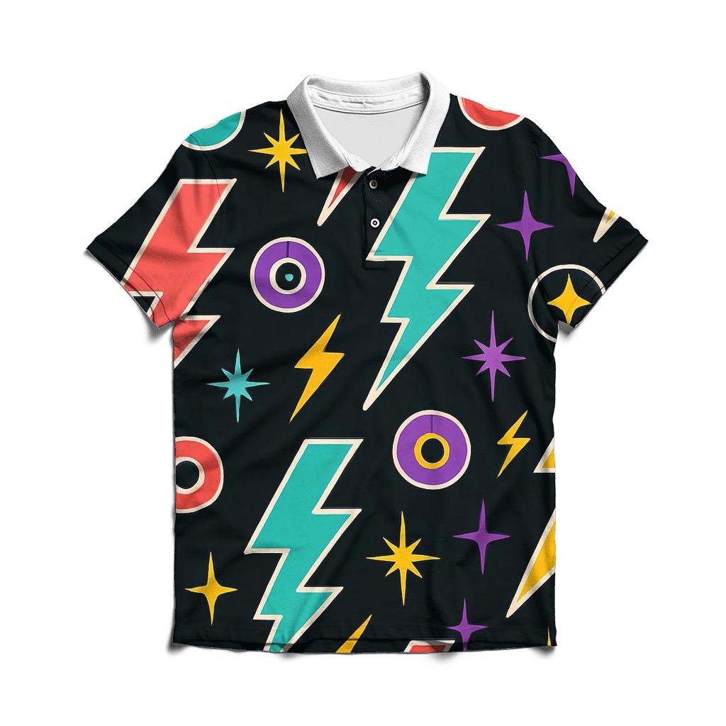 Roller Rink Lightning Pattern premium cotton polo shirts
