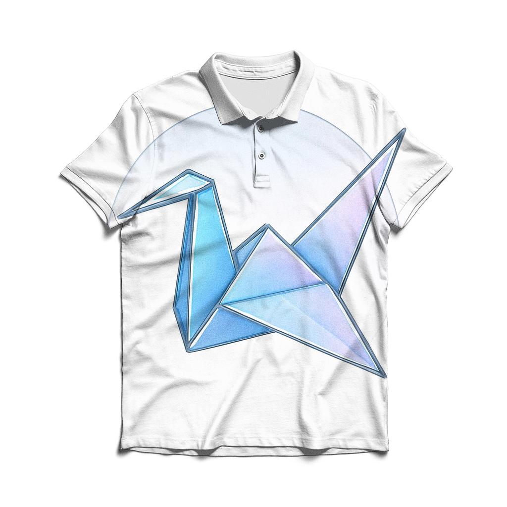 Origami Aurora Crane Emblem casual sports polo shirts