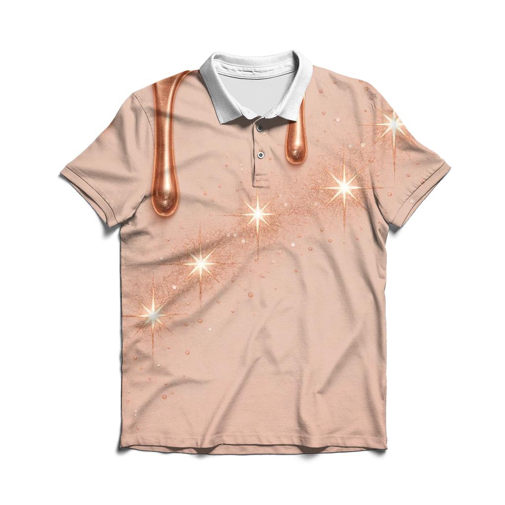 Rose Gold Meteor Drips designer slim fit polos