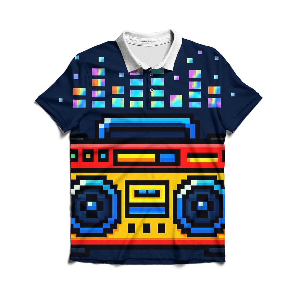 Pixel Arcade Boombox embroidered polo tops