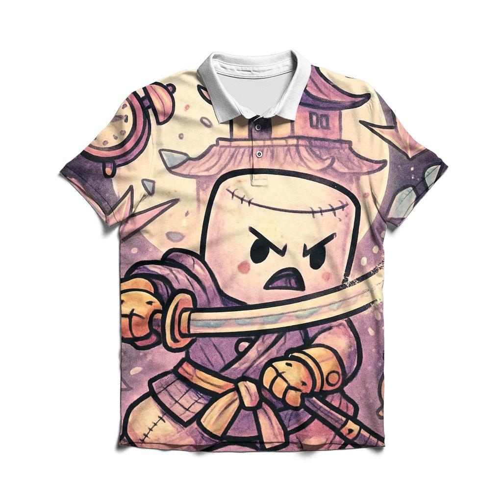 Clockwork Marshmallow Samurai embroidered polo tops
