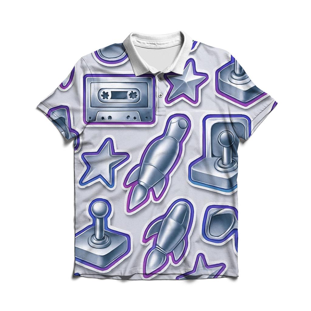 Chrome Sticker Patchwork embroidered polo tops