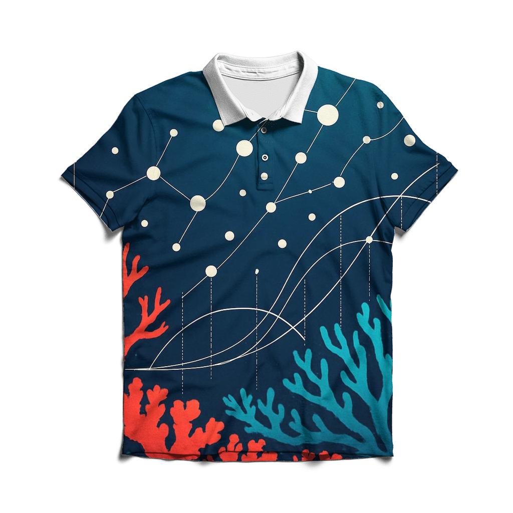 Coral Reef Data Visualization Poster branded logo polo shirts