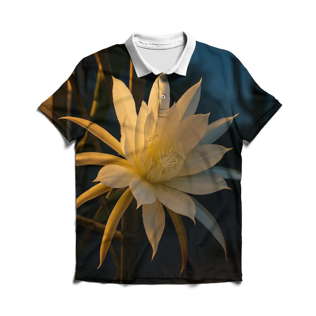 Night Blooming Cereus Opening Under Porch Light casual sports polo shirts