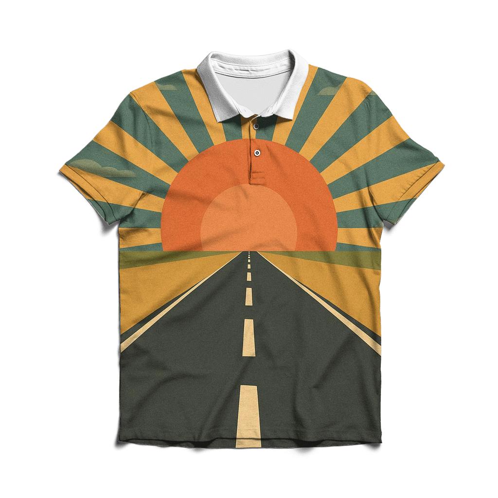 Sunburst Road Trip Horizon branded logo polo shirts
