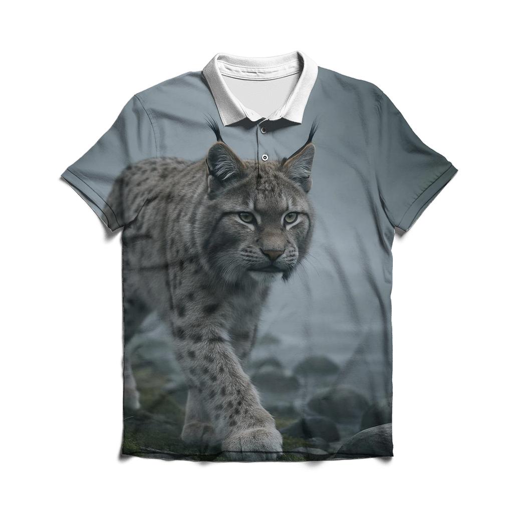Mist River Passage Eurasian Lynx stylish collar polo tees