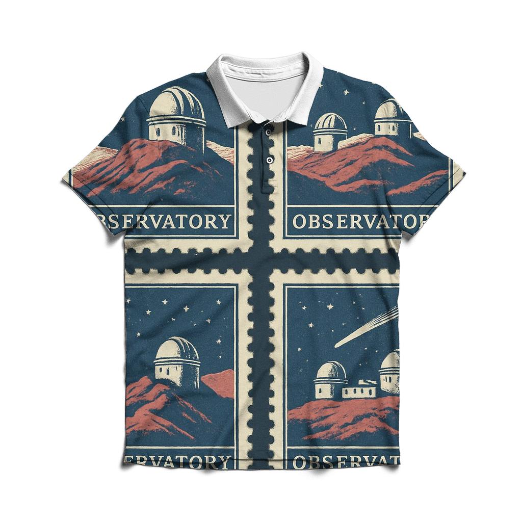 Retro Observatory Travel Stamp Set branded logo polo shirts