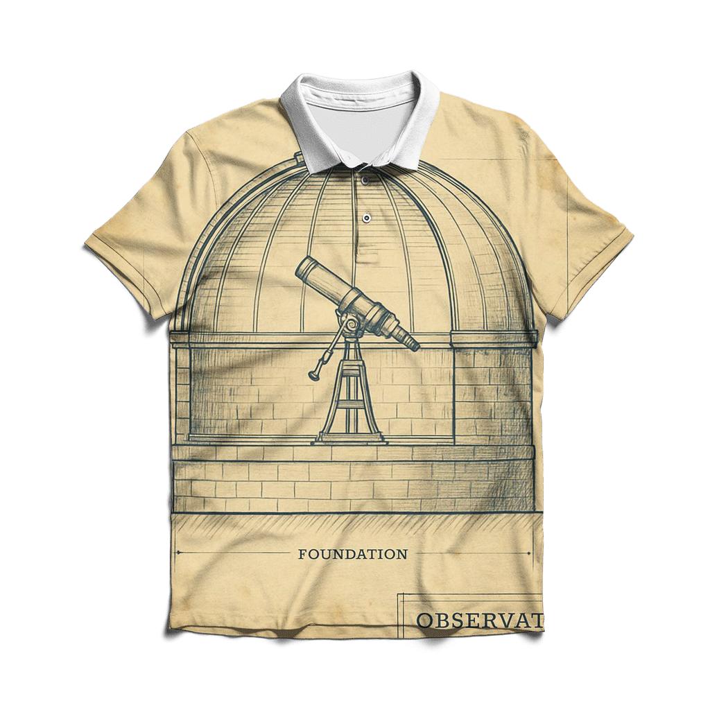 Antique Observatory Blueprint Print classic pique polos