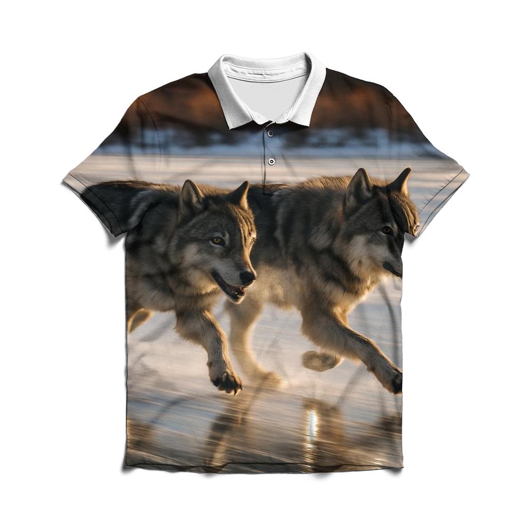 Ice Edge Hunt On A Wind Scoured Lake casual sports polo shirts