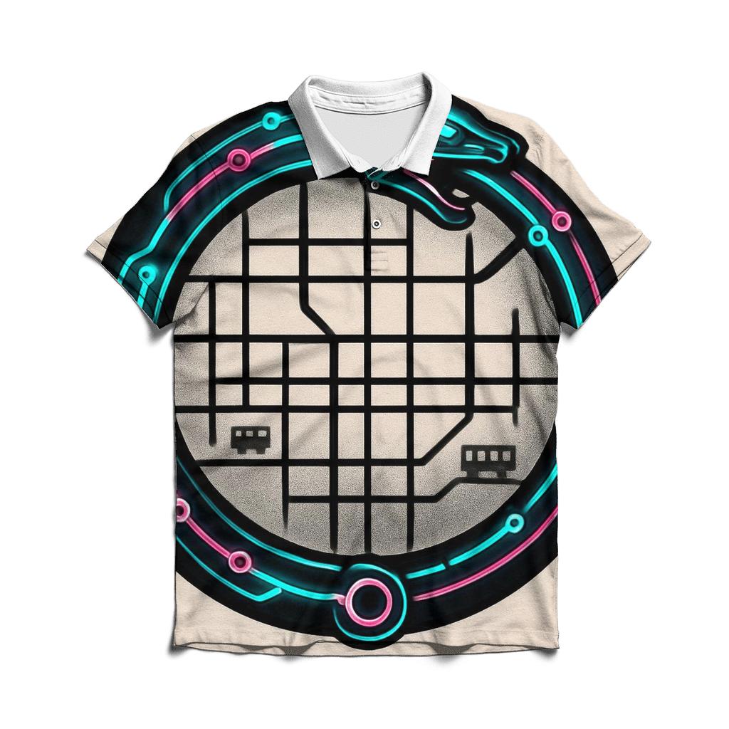 Neon Metro Ouroboros Circuit custom polo shirts