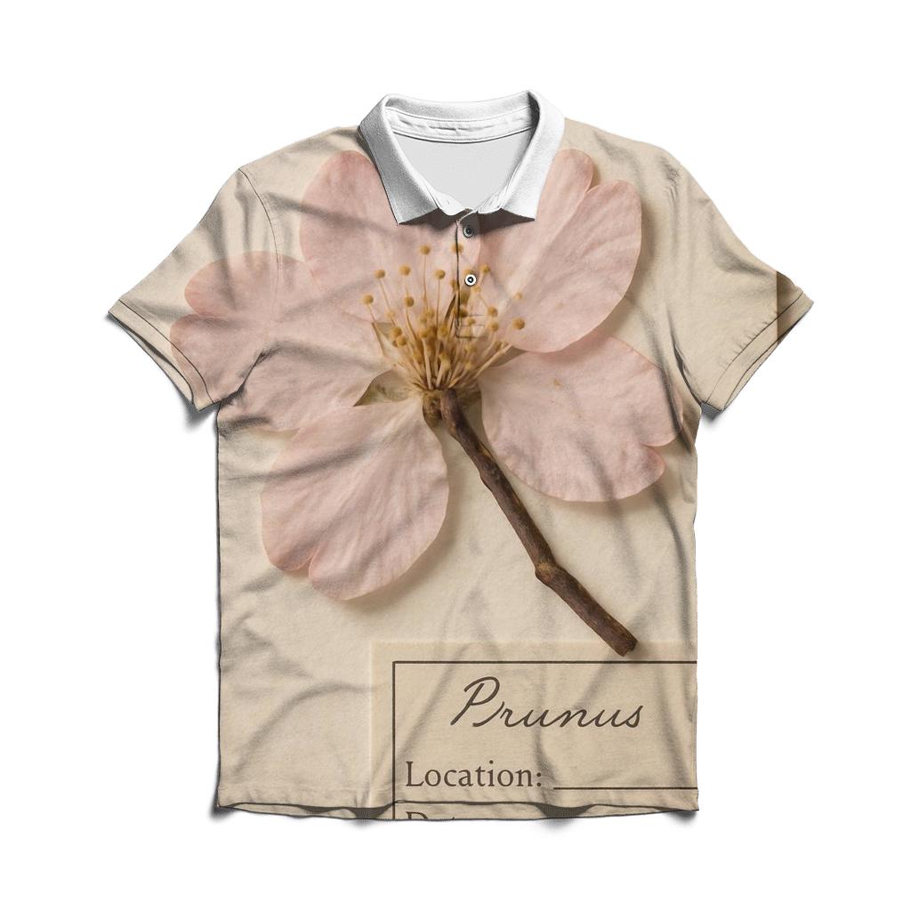 Cherry Blossoms Pressed Between Herbarium Sheets casual sports polo shirts