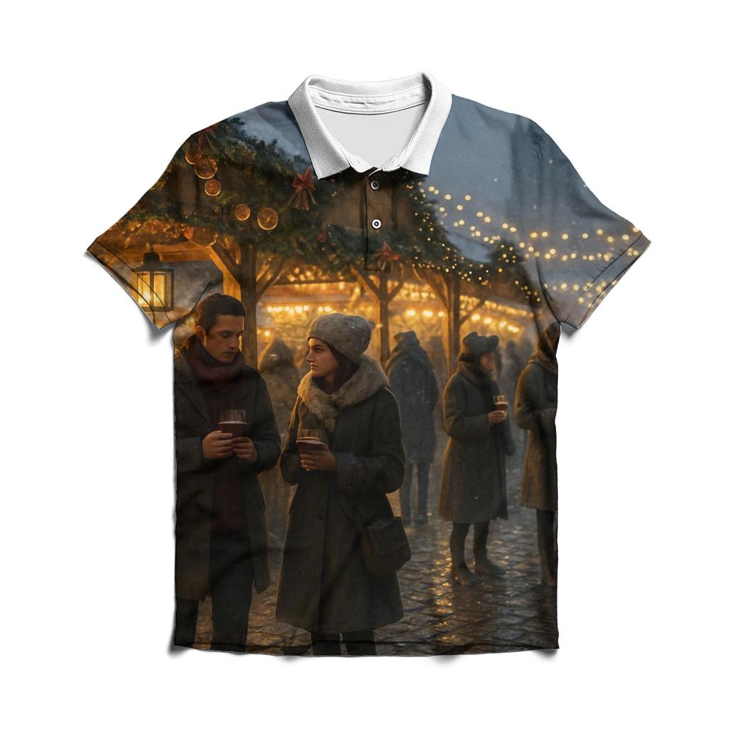 Christmas Market Lantern Glow stylish collar polo tees