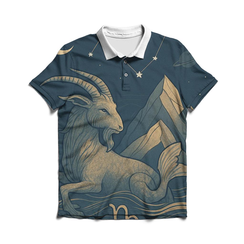 Capricorn Sea Goat Mountain Chart branded logo polo shirts