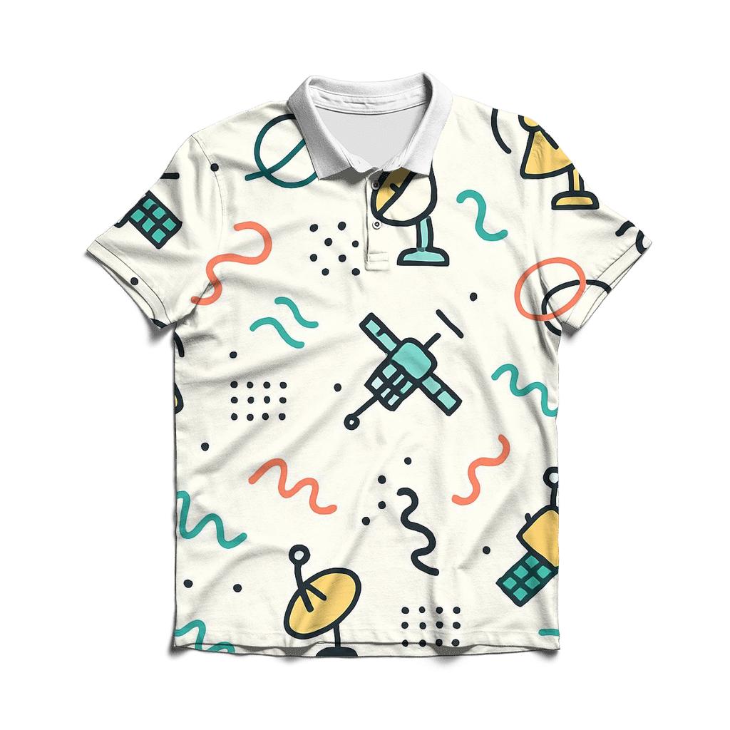 Memphis Satellite Doodles custom polo shirts